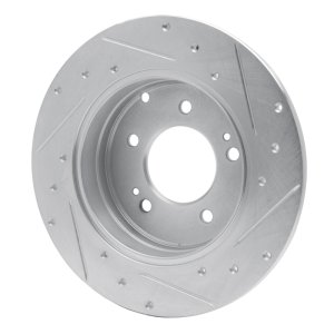 Hyundai TUCSON Brake Rotor (1) - Rear Left - R1 Concepts - Drilled & Slotted - Silver - `05-`20